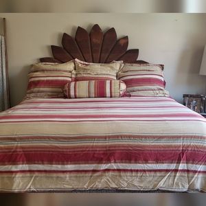 Pottery Barn Striped Red and Cream King Bedding Set See Pic For Pillow Sizes